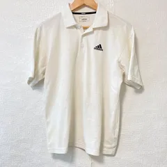(^w^)b adidas アディダス ハーフボタン 半袖 ポロシャツ コットン配合 ゴルフ golf カジュアル トップス ロゴ刺繍 シンプル 爽やか スポーティ ホワイト メンズ 男性 紳士 サイズ S