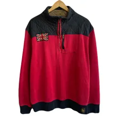 Polo Ralph Lauren ポロ ラルフローレン プルオーバー 切り替えデザイン ハーフジップ ハイネック ポケット付き タロンジップ トレーナー スウェット 裏起毛 赤×黒 XXLサイズ No.U933