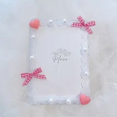 ホイップデコ ギンガムりぼん×ハート 縦型 B7 L判