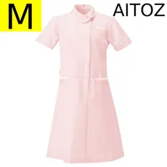 【訳あり】AITOZ（アイトス） アシンメトリーカラーワンピース ナースワンピース 医療白衣 半袖 ピンク×ホワイト Mサイズ 861114　制電加工　ストレッチ　撥水　国産生地　医療　介護　女性用　レディース　歯医者　コスプレ　ハロウィン　管理TN264AF