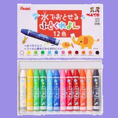 クレヨン 水でおとせるふとくれよん ぺんてる GWM1-12 12色