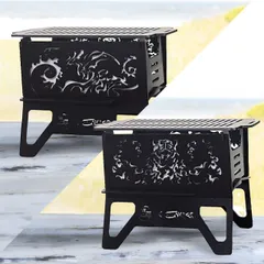 焚火台《火樹銀花》＋《風林火山》 200サイズ（塗装無し） 調理用鉄板付