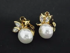 NINA RICCI ニナリッチ パール ラインストーン クリップ式 イヤリング アクセサリー レディース ゴールド系×アイボリー系 DI5899
