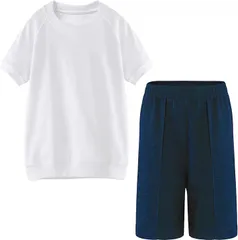 SCHOOL HERO 体操服 上下セット 男女兼用 《抗菌消臭》 綿高混スムース素材 吸汗速乾 ドライ 《高機能Lucool》 スクール キッズ 幼稚園 小学生 中学生 高校生 部活動 運動会 子供用 白(2枚組(半袖+ハーフパンツ),  S)