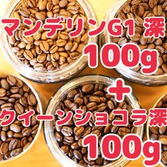 自家焙煎珈琲豆！マンデリンG1 100g＋ブラジルクイーンショコラ100gの2種詰め合わせ！