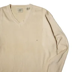 デッドストック 90's ギャップ GAP Vネック コットン リネン ニット セーター (S) 生成り系 無地 90年代 旧タグ オールド 白タグ 未使用品 アメリカ古着 USED ビンテージ ヴィンテージ