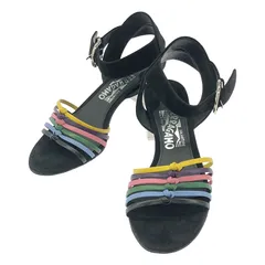 Salvatore Ferragamo / サルヴァトーレフェラガモ | マルチカラーストラップ シルバーヒール サンダル | 7 D | ブラック / シルバー / マルチカラー | レディース