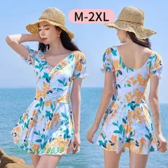 花柄水着 レディース 体型カバー水着 ワンピース オールインワン おしゃれ フレアスカート ワイヤーなし ママ水着 40代 パッド付き 露出控えめ 50代 30代  vii5v728639