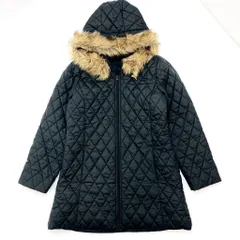 プーマ PUMA レディース 中綿 キルティング ロングコート スポーツウェア ベンチコート Lサイズ 細身 ファーフード付 ブラック■CF141