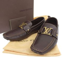 【本物保証】 箱・布袋付 超美品 ルイヴィトン LOUIS VUITTON モンテカルロライン ドライビングシューズ 7 約26cm メンズ LV ロゴ 靴 革