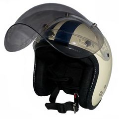 新品！ ZK-300 スモールジェット 内装着脱式 【アイボリー/ネイビー】+スモークバブル（劣化防止UVカット＆ハードコート加工済）+フリップアップ SG公認 PSC認可 全排気量対応 盗難防止金属ホルダー ※フリーサイズ(57～60㎝)
