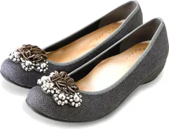 ファーストコンタクト パンプス レディース 痛くない ストラップ 歩きやすい ローヒール 黒 靴 フラット ぺたんこ ソール 仕事 コンフォートシューズ nc39764 Dグレー（） 24.5cm