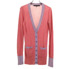 MARC BY MARC JACOBS マークバイマークジェイコブス シルクブレンド 長袖 Vネック ニットカーディガン XS レッド系 レディース 古着
