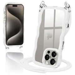 【人気商品】いPhone カバー 15 Pro Pro スマホケース 創意 TPU 個性 肩掛け クリア 首掛け 斜めかけケース 可愛い ショルダー かわいい 韓国 ケース 透明 薄型 iPhone15 耐衝撃 アイフォン15Pro(ホワイト)