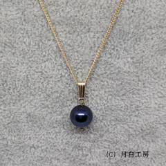 NO.80　クリスタルパール【ナイトブルー/10mm】1粒ネックレス