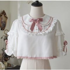 ロリータ ブラウス 半袖 可愛い ロリータシャツ ピンク ロリータ服 トップス