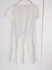 ◇ niko and... ニコアンド 花柄 刺繍 半袖 膝下丈 ワンピース ホワイト レディース 【中古】 【1002800371617】