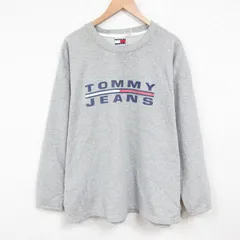 XL/古着 トミーヒルフィガー トミージーンズ 長袖 ブランド スウェット メンズ 90s ビッグロゴ 大きいサイズ クルーネック グレー 霜降り s