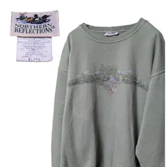古着　NORTHERN REFLECTIONSプリントスウェットトレーナーXL緑  swh0540