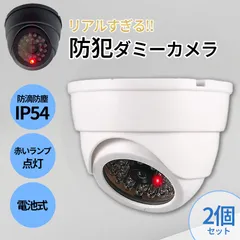 ダミーカメラ ドーム型 2個セット 防犯 防犯グッズ 屋内 屋外 監視カメラ ダミー 防犯カメラ 偽物 偽 電池式 セキュリティ 対策 壁付け 屋根 軒下 ランプ 点滅 空き巣 泥棒 家 自宅 お店 マンション アパート 犯罪 防のサムネイル