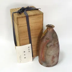 備前焼 徳利黄ゴマ花瓶 花入 鈴木勝詞　共箱 備前焼 鈴木勝詞作 鶴首花入 花瓶 | つちや陶器店