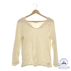 ☆美品☆ トップス シャツ カットソー レース おしゃれ 長袖 レディース ホワイト L 901-3684 送料無料 古着