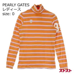 PEARLY GATES パーリーゲイツ ハイネック 長袖Tシャツ ボーダー柄 オレンジ系 0 [240101152637]#