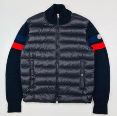 良品★モンクレール・ワッペン付 2ライン ウール切替 ダウンニット(XL) 良品☆MONCLER・モンクレール CARDIGAN TRICOT メンズ ブランド