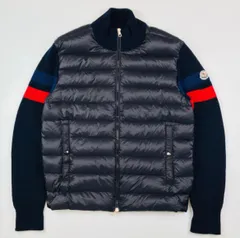 良品★MONCLER・モンクレール CARDIGAN TRICOT メンズ ブランドアイコンワッペン付 2ライン ウール切替 ダブルジップ ダウンニット(XL)ニット メンズダウンジャケット カジュアル ジャケット 秋冬物 アウター ブランド