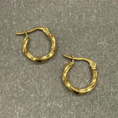ツイスト チャンキーフープピアス ゴールド 約16mm
