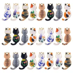 新品 SUNNYCLUE　猫の花　1箱30個　ランダム色　猫　チャーム　ネコ　チャーム　桜　チャーム　エナメル　かわいい　サクラ　パーツ　花　ピアス　ねこ　花びら　イヤリング　桜　ネックレス　ねこ　ブレスレット　薔薇　 ネコ　さくら　キーホルダー　メタルパーツ