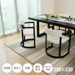 [180×220cm] 撥水機能付き 日本製ダイニングラグ マージ ストライプ柄 防ダニ 抗菌 防汚 カーペット ラグマット 北欧風 [8602]のサムネイル
