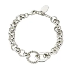 【シルバー×ワンサイズ】[Cream dot. クリームドット公式] ブレスレット レディース  金属アレルギー ニッケルフリー サークルチェーン ごつめ ツイスト オーバル ダブルリング 大人 