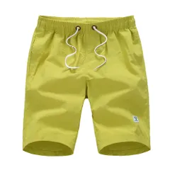 水着 メンズ サーフパンツ 海パン 短パン プール ハーフパンツ シンプル 通気速乾 ポケット付き 腰紐調節 S-4L 水陸両用 mm6 yellow S|M|L|LL(XL)|3L(XXL)|4L(XXXL)