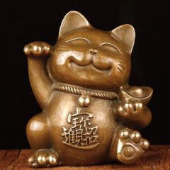 専用【陶器】旧家蔵出し・緋色に輝く招き猫│縁起物 アンティーク