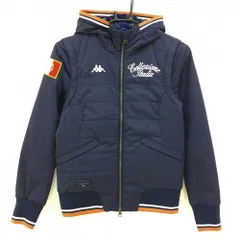 【美品】カッパ 2WAY中綿ジャケット ネイビー×オレンジ 袖着脱可 フード付  レディース M ゴルフウェア Kappa