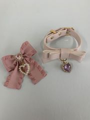 ￣ LIZLISA リズリサ リボンチョーカー ハートチャーム ピンク 【アクセサリー】【1】