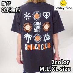 夏物新作【Smiley Face×Cali Surf】ヒマワリ ロゴ 9連 サガラ刺繍 半袖Tシャツ ニコちゃん スマイリーフェイス 252CF1ST431 アメカジ系 サーフ系 ストリート チャコール ホワイト 新品 未使用 正規品 送料無料