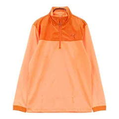 サイズ：M PUMA GOLF プーマゴルフ  ハーフジップ 切替 長袖Tシャツ ドット柄 オレンジ系 [240101391892]# ゴルフウェア メンズ ストスト