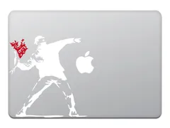 【在庫処分】フラワー バンクシー ガイ モロトフ ホワイト シール ステッカー マックブック 13インチ / M597-W 11 Air/Pro MacBook カインドストア