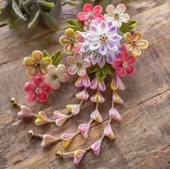 【囲み】3055 つまみ細工 髪飾り 成人式 七五三　入学　卒業 囲み】3055 つまみ細工 髪飾り 成人式 七五三入学卒業