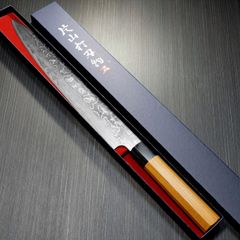 【片山打刃物】 包丁 筋引包丁 270mm V金10号積層ダマスカス 欅八角柄 送料無料 ギフトラッピング対応 yu101