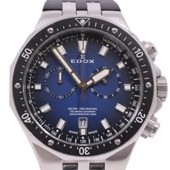 EDOX エドックス デルフィン クロノグラフ クォーツ メンズ 腕時計 青文字盤 純正ラバーベルト 10109【いおき質店】のサムネイル