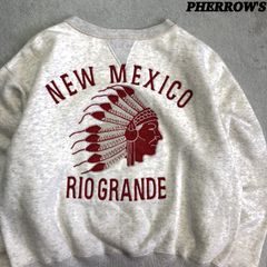 Pherrow's スウェット トレーナー 両Vガゼット 刺繍 NEW MEXICO RIO GRANDE ネイティブアメリカン インディアン シリアルナンバー Mサイズ アッシュグレー オートミール フェローズ