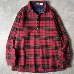 80s 90s LLBean リバーシブル チェック プルオーバー ヘビー フランネル シャツ L / 80年代 山タグ ビンテージ LLビーン ネルシャツ ダブルフェイス