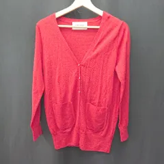 ◇ ROPE ロペ シンプル ポケット付き 金ボタン 長袖 カーディガン サイズM レッド系 レディース E  【1404240010963】