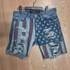 WHITE LINE 星条旗 デニム ハーフパンツ ダメージ