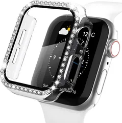 【キラキラカバー】WASPO コンパチブル iWatchケース 41mm 保護フィルム付き クリスタルダイヤ付き アップルウォッチカバー 女性専用 全面保護ケース(41mm Series 9/8/7クリア)