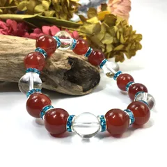 赤瑪瑙&水晶 パワーストーン ブレスレット 天然石 12mm （ライトブルー）メンズ・レディース　男性 [j]・女性　数珠ブレス　開運 [j]