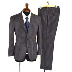 オリヒカ ORIHICA 伊製生地 super100's 3つボタン シングル スーツ Y4 / S グレー ストライプ 袖口4つ釦 ノータック 8150-016 5TC003 【送料無料】【中古】【メンズビジネス】202503